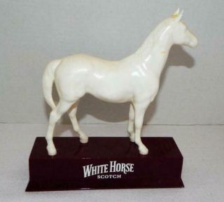 Vintage White Horse Scotch Whiskey Hard Plastic Horse Advertising Figure