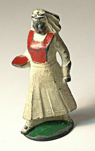 Vintage Cast Iron / Lead Toy Military Nurse Figure Ww1 - Hard To Find
