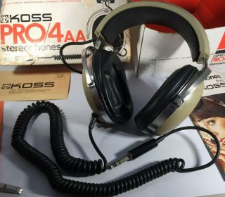 Vintage Koss Pro/4aa Stereophones Headphones And Paperwork