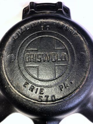 Vintage Griswold 570 Cast Iron Skillet Ashtray with Match Book Holder 2