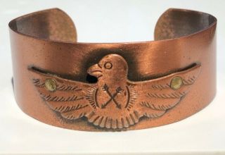 Vintage Native Navajo Indian Fred Harvey Era Copper Cuff Bracelet Thunderbird