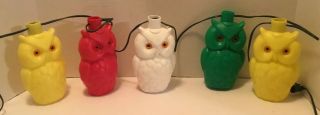 Vintage Owl Blow Mold Lights Patio Rv Party String Of Five Halloween Decoration