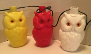 VINTAGE OWL BLOW MOLD LIGHTS PATIO RV PARTY STRING OF FIVE HALLOWEEN DECORATION 2