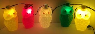 VINTAGE OWL BLOW MOLD LIGHTS PATIO RV PARTY STRING OF FIVE HALLOWEEN DECORATION 7