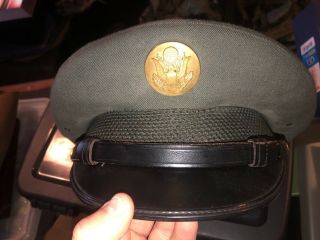 Vintage Us Army Green Service Dress Hat With Badge,  Vietnam Era Style,  Size 7 3/8