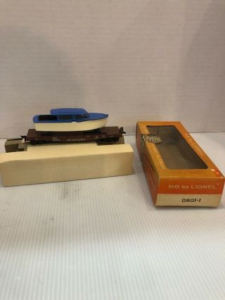 0801 - 1 Vintage Lionel Ho Scale Flat Car With Boat