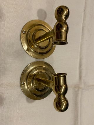 Vintage Pair Solid Brass Towel Bar Brackets Wall Mount Toilet Paper
