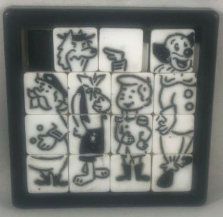 1960s Vintage Bozo The Clown Slide Tile Puzzle On Card Roalex