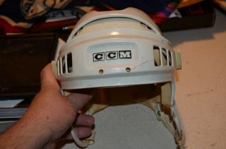 Vintage Ccm Hockey Helmet - White - Size 6 1/2 - 7 3/8