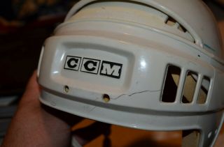 Vintage CCM Hockey Helmet - WHITE - Size 6 1/2 - 7 3/8 2