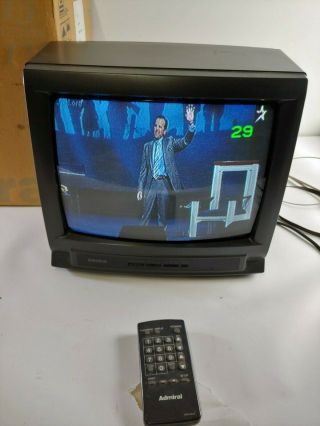 Admiral 13 " Color Crt Television With Remote - Great For Vintage Gaming - 1991