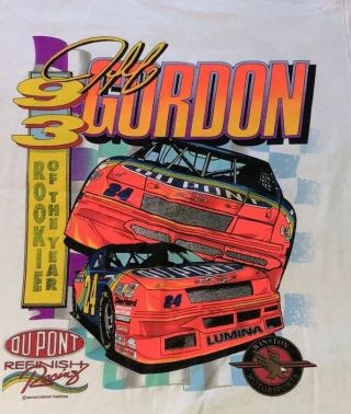 Vintage Nascar 1993 Jeff Gordon Rookie Of The Year Large T - Shirt