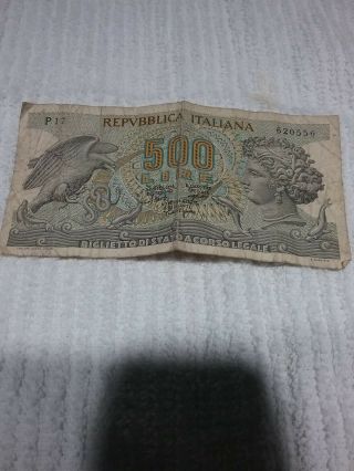 Old Vintage Italian Paper Money 500 Lire - Appears To Be 1967
