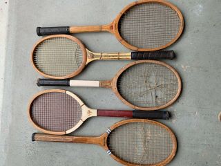 5 Vintage Pro - Line Tennis Rackets.