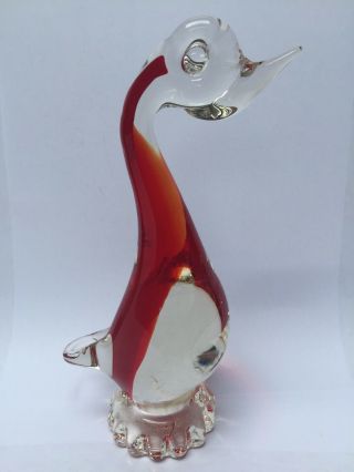 Vintage Ruby Red Murano,  Abstract Glass Duck Bird Figure Height 19 Cm C.  1960 