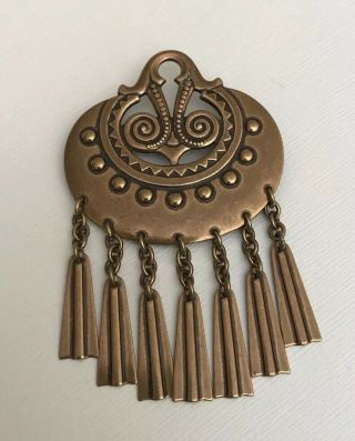 Kalevala Koru Finland - Vintage Bronze Brooch " Kuutar  Moon Goddess " Brooch