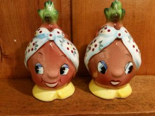 Vintage Sault Ste Marie Canada Salt And Pepper Shakers Japan 2 Pine Cone Heads