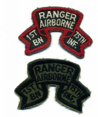 Vintage Vietnam 75th Airborne Ranger 1st Bn Scroll Tabs Color & Subdue Twill