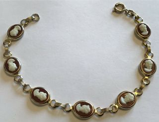 Vintage Art Deco Shell Cameo Gold Filled Bracelet