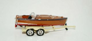 Vintage Style Wood Speed Boat Diorama Display 1/64 Scale Model Johnny Lightning