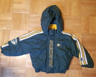 Vintage 90s Starter Pro Line Nfl Green Bay Packers Full Zip Jacket Coat Kids 2t