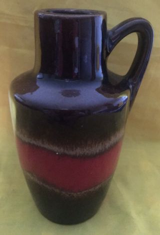 Vintage Scheurich Keramik 40573 West Germany 5.  5” Vase Lava Glaze Drip Brown,  Red