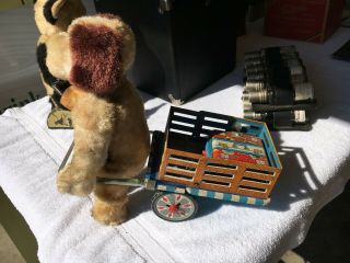 Vintage Alps Made In Japan Tin Battery Operated Dog Luggage Wagon Cart