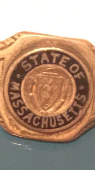 State Of Massachusetts Native American Indian Logo Sterling Silver Ring Vintage