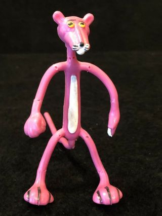Vintage Mini Pink Panther Rubber Bendy Bendable Toy Figurine Action Figure