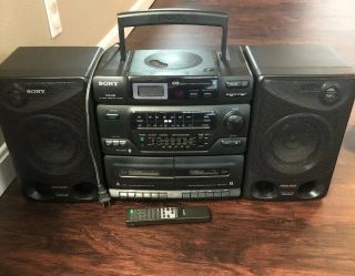 Vtg Sony Boombox Cd Radio Cassette Cfd 560 Mega Bass,  Remote Great Cond &works