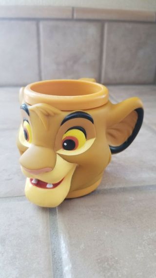Baby Simba The Lion King Walt Disney Applause 3 - D Face Mug Plastic Vtg.  Cup