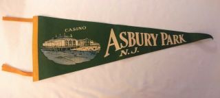 Vintage Souvenir Pennant From The Asbury Park,  Jersey Casino