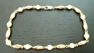 Stunning Vintage Estate Gold Tone Faux Pearl 8 7/8 " Bracelet 5412p