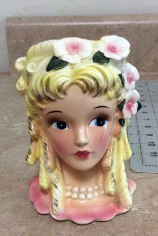 Vintage Lady Head Vase Young Girl With Ringlets