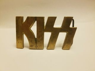 Vintage Solid Brass Kiss Belt Buckle Manufactured By Pacifica
