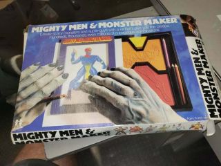 Vintage 1978 Tomy Mighty Men & Monster Maker Toy Stencil/drawing Kit