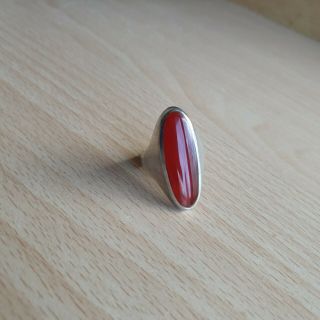 21 Old Vintage Silver Ring With Natural Agate Cabochon