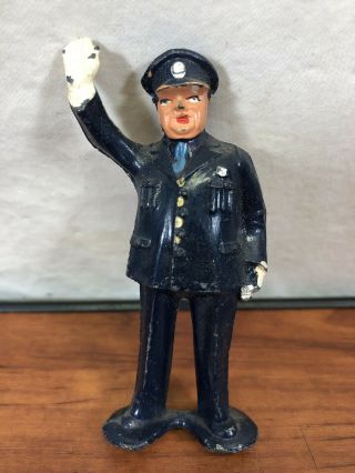 Vintage 1940’s Manoil Barclay Die - Cast Metal Police Officer Cop Toy Figure