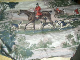 Vintage Hunt Scene Material 6pc.  Fox Hunt/horses/riders/dogs