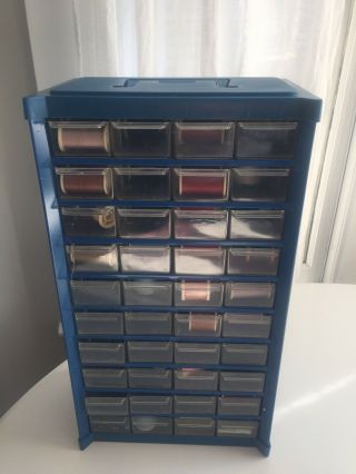 Vintage Metal 40 Drawer Small Parts Storage Cabinet Organizer