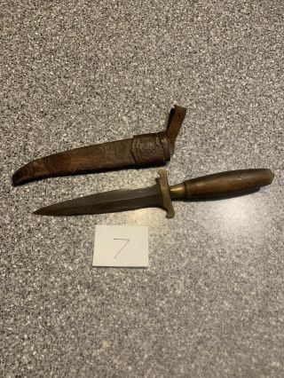 Vintage Wwii Era Theater Made Knife With Leather Sheath
