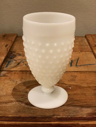 Vintage White Milk Glass Hobnail Pattern Goblet Foot Chalice Glass Cup Fenton