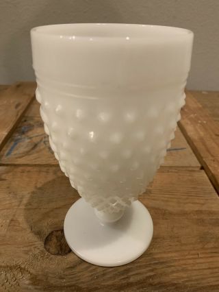 Vintage White Milk Glass Hobnail Pattern Goblet Foot Chalice Glass Cup Fenton 5
