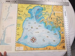 Vtg 1960 Era Alvin J.  Engler Fishing Guide And Map Of Lake St.  Clair,  Michigan