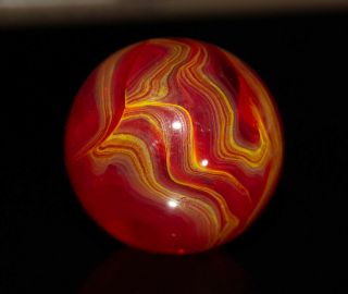 Vintage Marbles Champion Red Glass Fireball Swirl