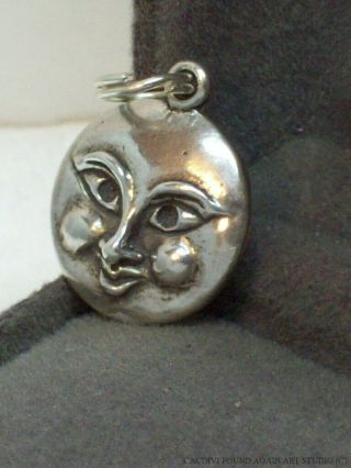 Vintage Sterling Silver Man In The Moon Charm Happy Full Moon Face 925 Pendant