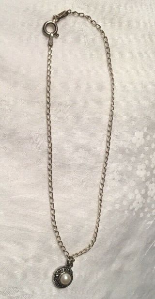 Vintage Dainty Charmed 925 Italy Sterling Silver Anklet 8 1/2”