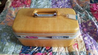 Vintage Samsonite Concord Train Case Cosmetic Case With Mirror Brown No Key