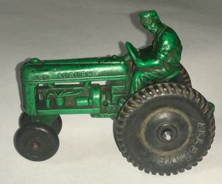Vintage Auburn Rubber Toy Tractor 4 1/2” Long Green Allstate Tires