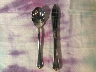 Oneida Golden Juilliard Butter Knife And Sugar Spoon Condiment Set 18/8 Vintage